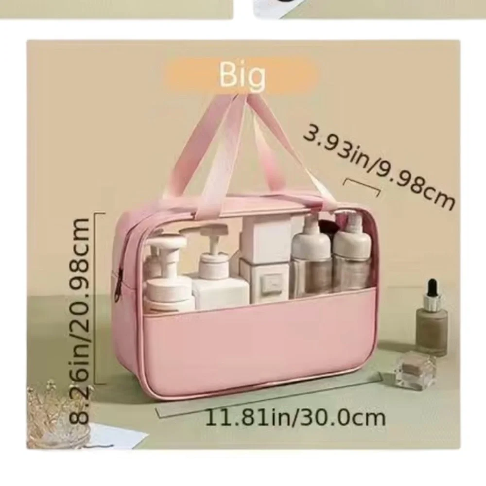 Pink and Clear Cosmetic Toiletry Travel Bag
